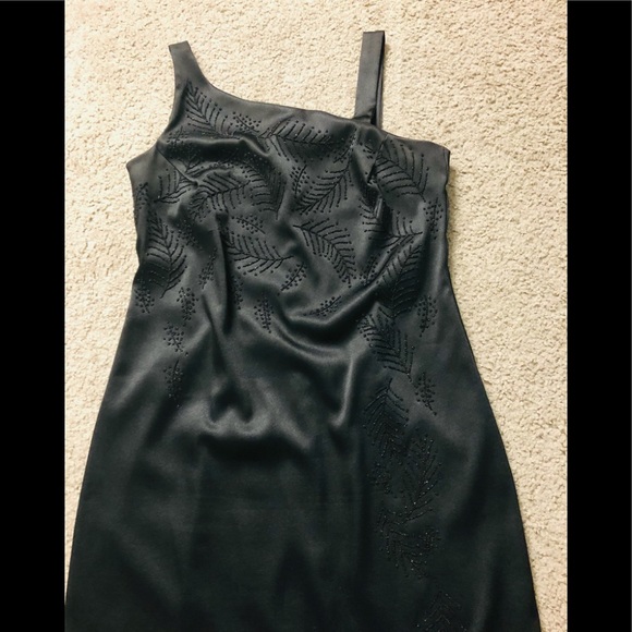 CDC Party Dress 8P Beaded Embellishments Asymmetrical Straps party small black - Picture 8 of 16